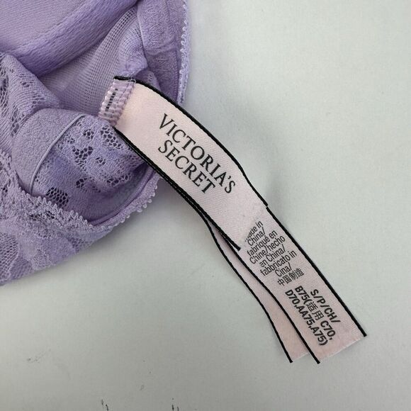 Victorias Secret Bra Purple Push-Up Bralette Lace Racerback Longline Size S - Picture 4 of 7